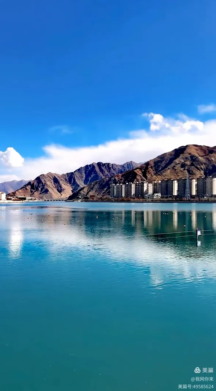 沐浴在冬日阳光下的拉萨河